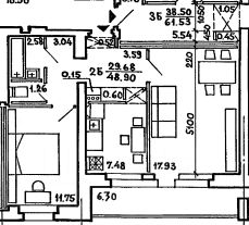 2-комн.кв., 48 м², этаж 1