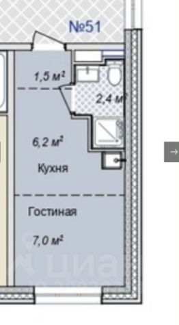 апарт.-студия, 17 м², этаж 4