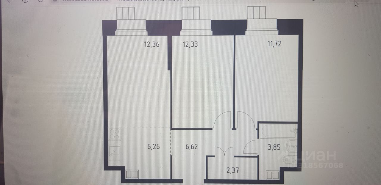 3-комнатная квартира, 55,5 м² — фото 3
