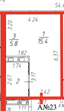 своб. назнач. 26 м², этаж 1