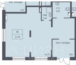 своб. назнач. 64 м², этаж 1