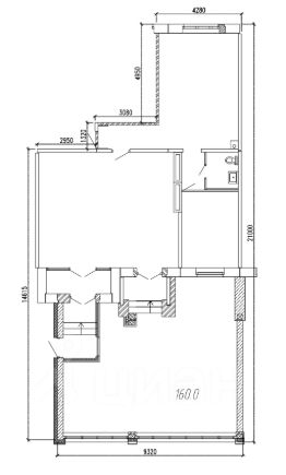 своб. назнач. 160 м², этаж 1