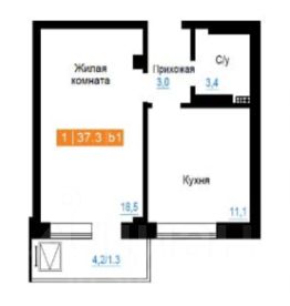 1-комн.кв., 37 м², этаж 5