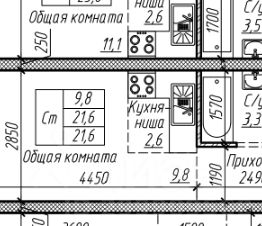 студия, 22 м², этаж 6