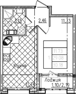 1-комн.кв., 31 м², этаж 7