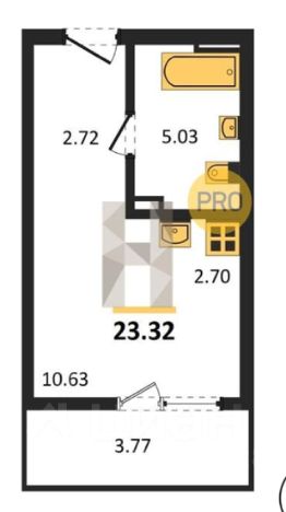 студия, 23 м², этаж 7