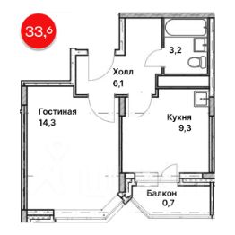 1-комн.кв., 34 м², этаж 8