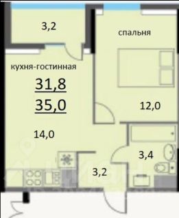 1-комн.кв., 33 м², этаж 4