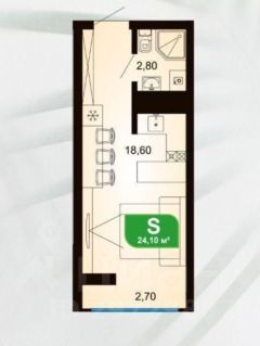 1-комн.кв., 24 м², этаж 14