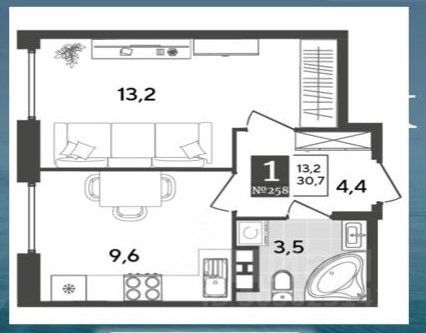 Продается1-комн.квартира,30,7м²