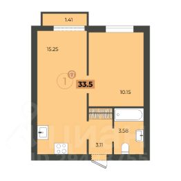 1-комн.кв., 34 м², этаж 10