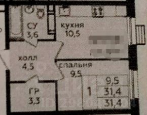 1-комн.кв., 31 м², этаж 14