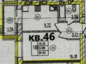 1-комн.кв., 35 м², этаж 4