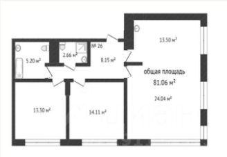 3-комн.кв., 82 м², этаж 2