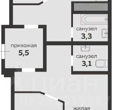 3-комн.кв., 74 м², этаж 11