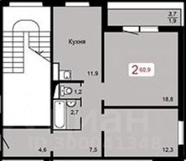 2-комн.кв., 61 м², этаж 10