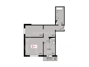 2-комн.кв., 62 м², этаж 12