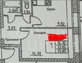 1-комн.кв., 34 м², этаж 1