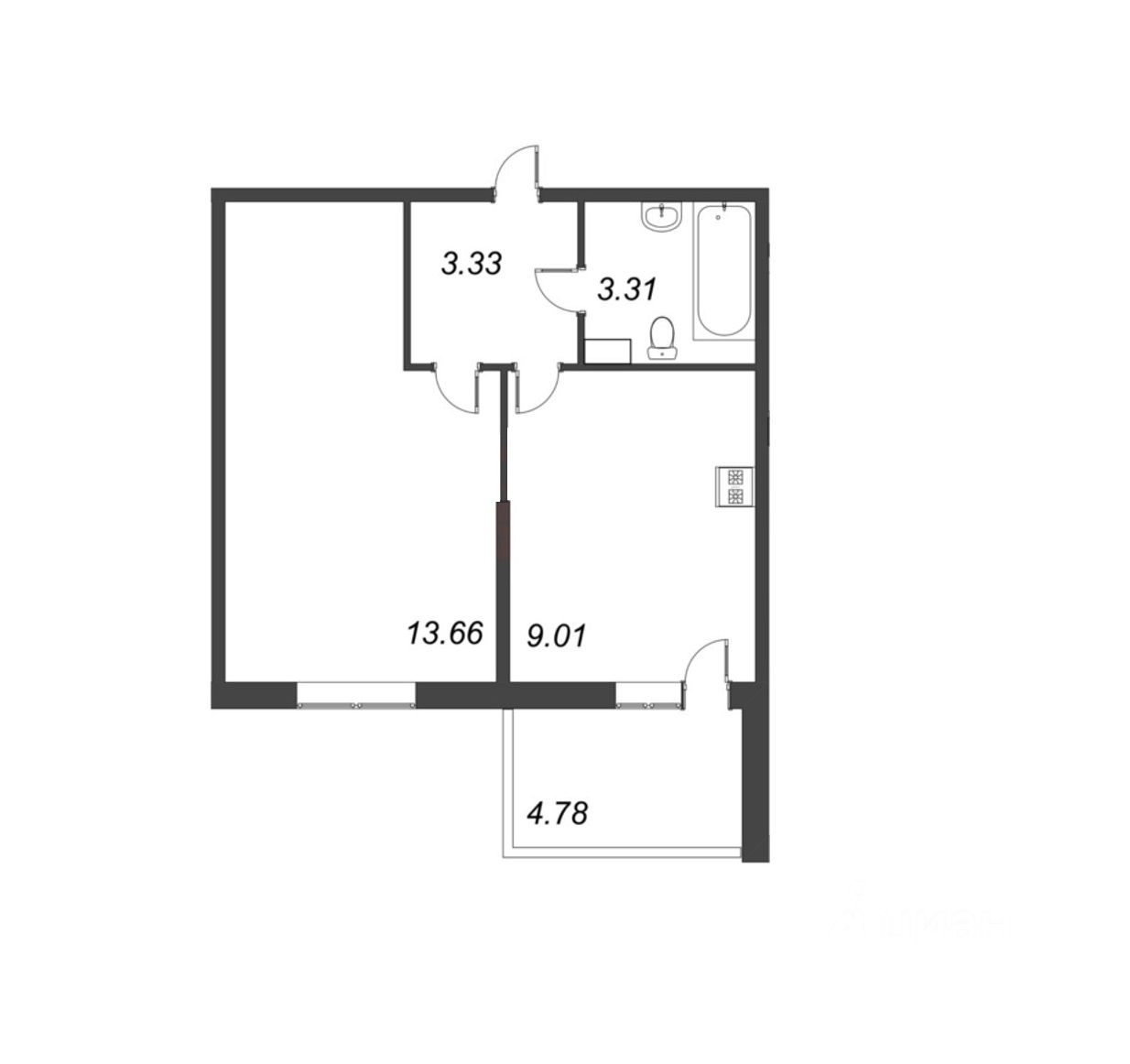 Продаю однокомнатную квартиру 31.7м² просп. Строителей, Кудрово ...