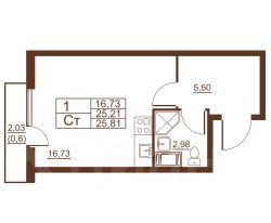 студия, 26 м², этаж 10