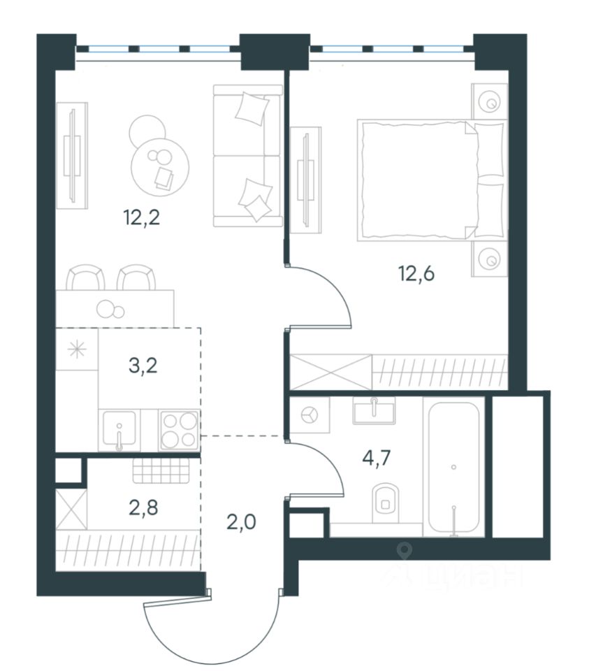 Продажа двухкомнатной квартиры 37,5м² 3, Москва, Левел Южнопортовая жилой  комплекс, м. Кожуховская - база ЦИАН, объявление 301959274