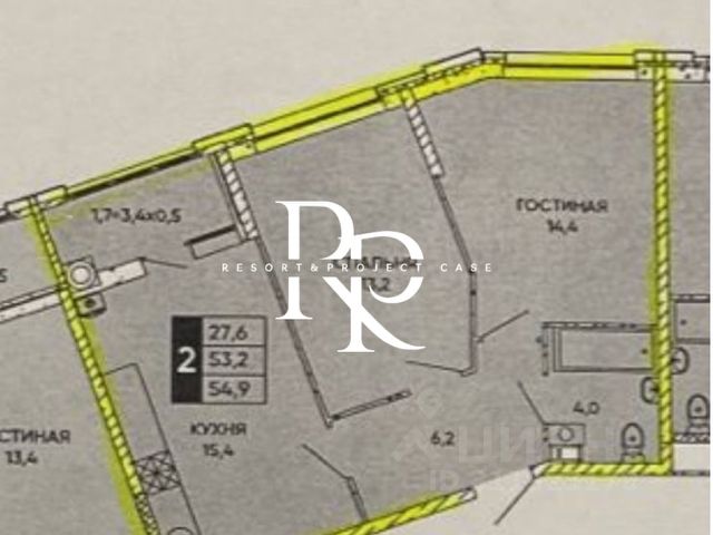 2-комн., 55 м², 8/20 этаж