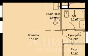 студия, 26 м², этаж 6