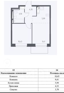 2-комн.кв., 34 м², этаж 16