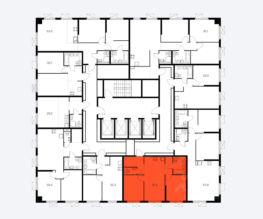 Продается2-комн.квартира,51,2м²