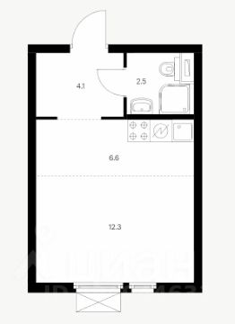 студия, 26 м², этаж 6