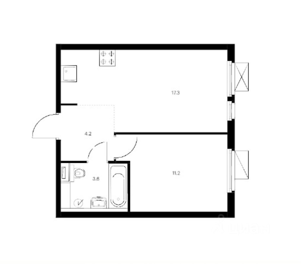 Купить однокомнатную квартиру 36.3м² Москва, СЗАО, р-н Митино, Северо ...