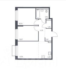 2-комн.кв., 52 м², этаж 9