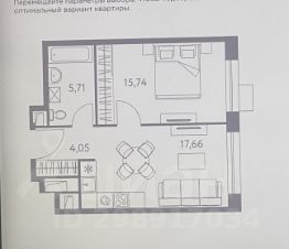 1-комн.кв., 44 м², этаж 3