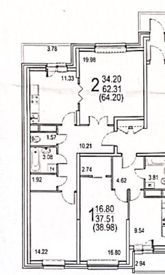 2-комн.кв., 62 м², этаж 15