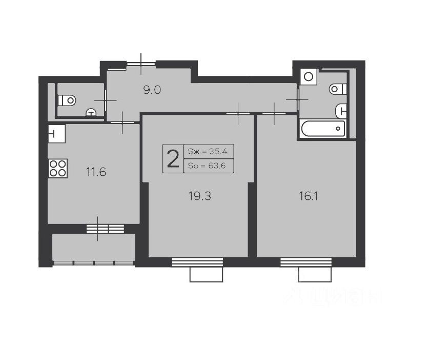 Продается2-комн.квартира,66м²