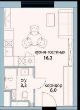 1-комн.кв., 26 м², этаж 7