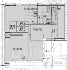 студия, 39 м², этаж 4