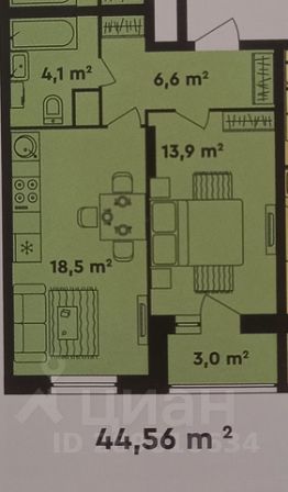 1-комн.кв., 45 м², этаж 10