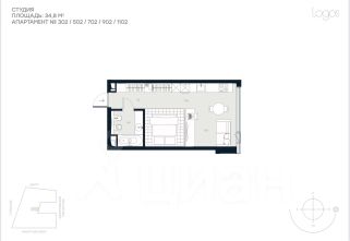 апарт.-студия, 35 м², этаж 5