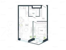 2-комн.апарт., 44 м², этаж 11