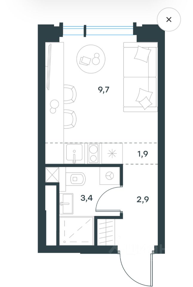 ПродаетсяСтудия,17,9м²