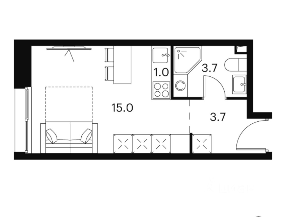 ПродаетсяАпартаменты-студия,23м²