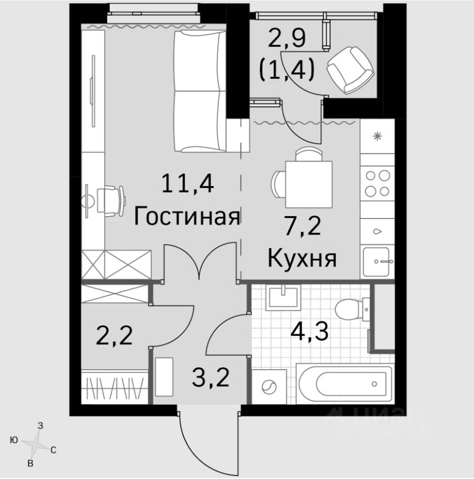 Купить квартиру-студию на проезде Строительный в Москве, продажа  квартир-студий во вторичке и первичке на Циан. Найдено 5 объявлений