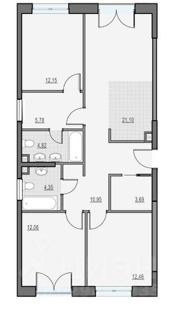 3-комн.кв., 87 м², этаж 23