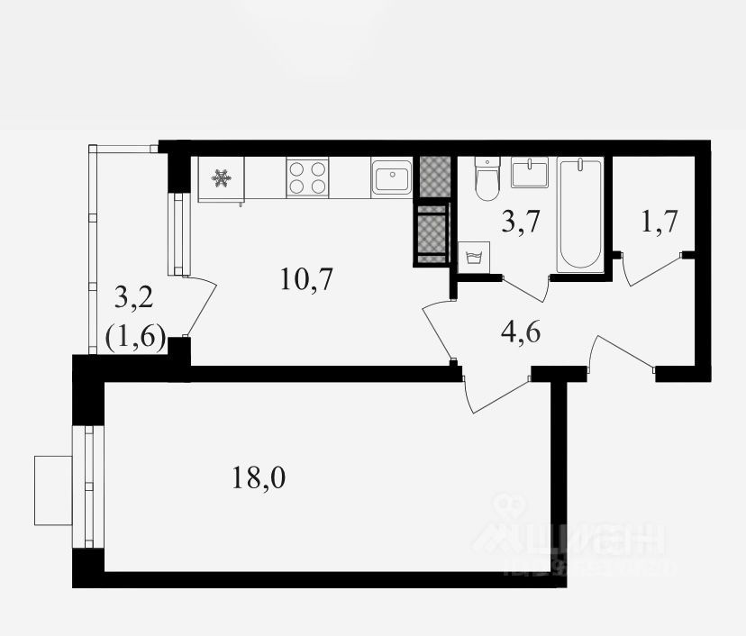 Продажа однокомнатной квартиры 41м² ул. Берзарина, 32к4.2, Москва, СЗАО ...
