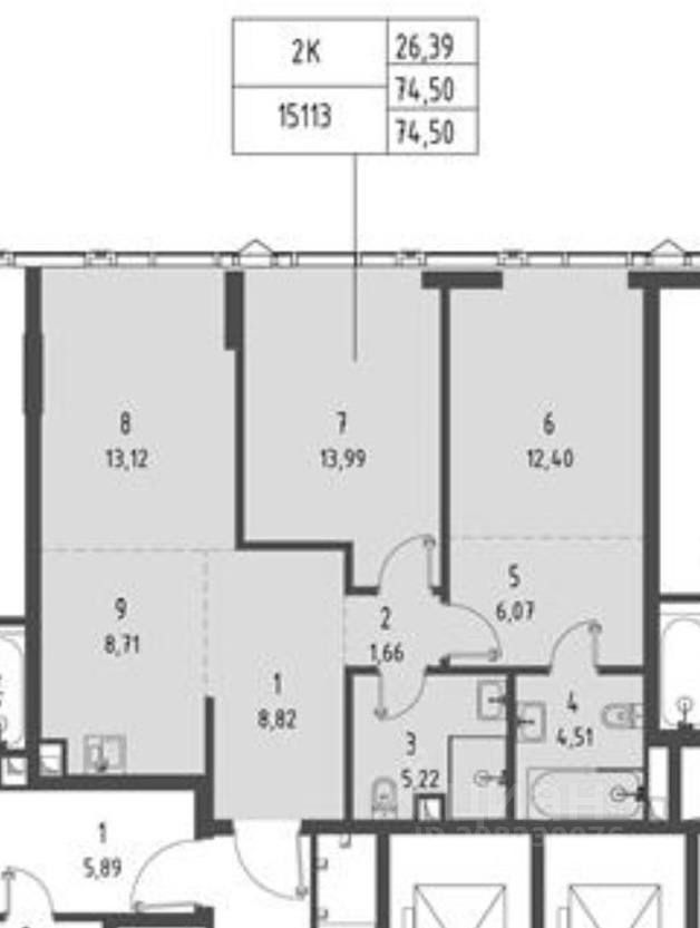 Продажа двухкомнатной квартиры 74.5м² ул. Мневники, Москва, СЗАО, р-н ...