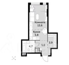 1-комн.кв., 33 м², этаж 2