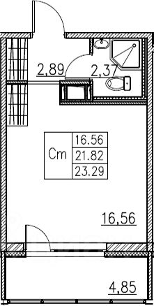 студия, 23 м², этаж 10