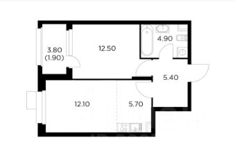 1-комн.кв., 43 м², этаж 9