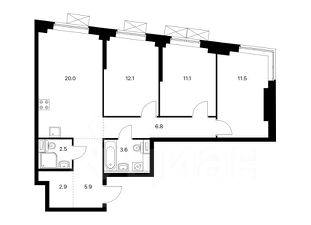 3-комн.кв., 76 м², этаж 15